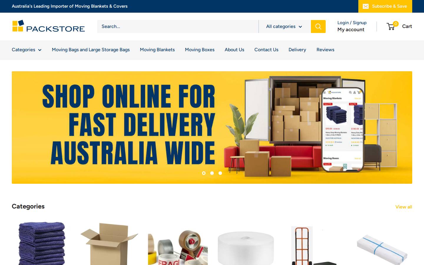 packstore.net.au homepage screenshot