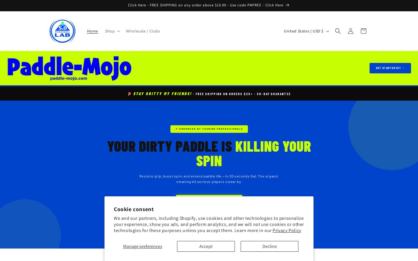 paddle-mojo.com homepage screenshot