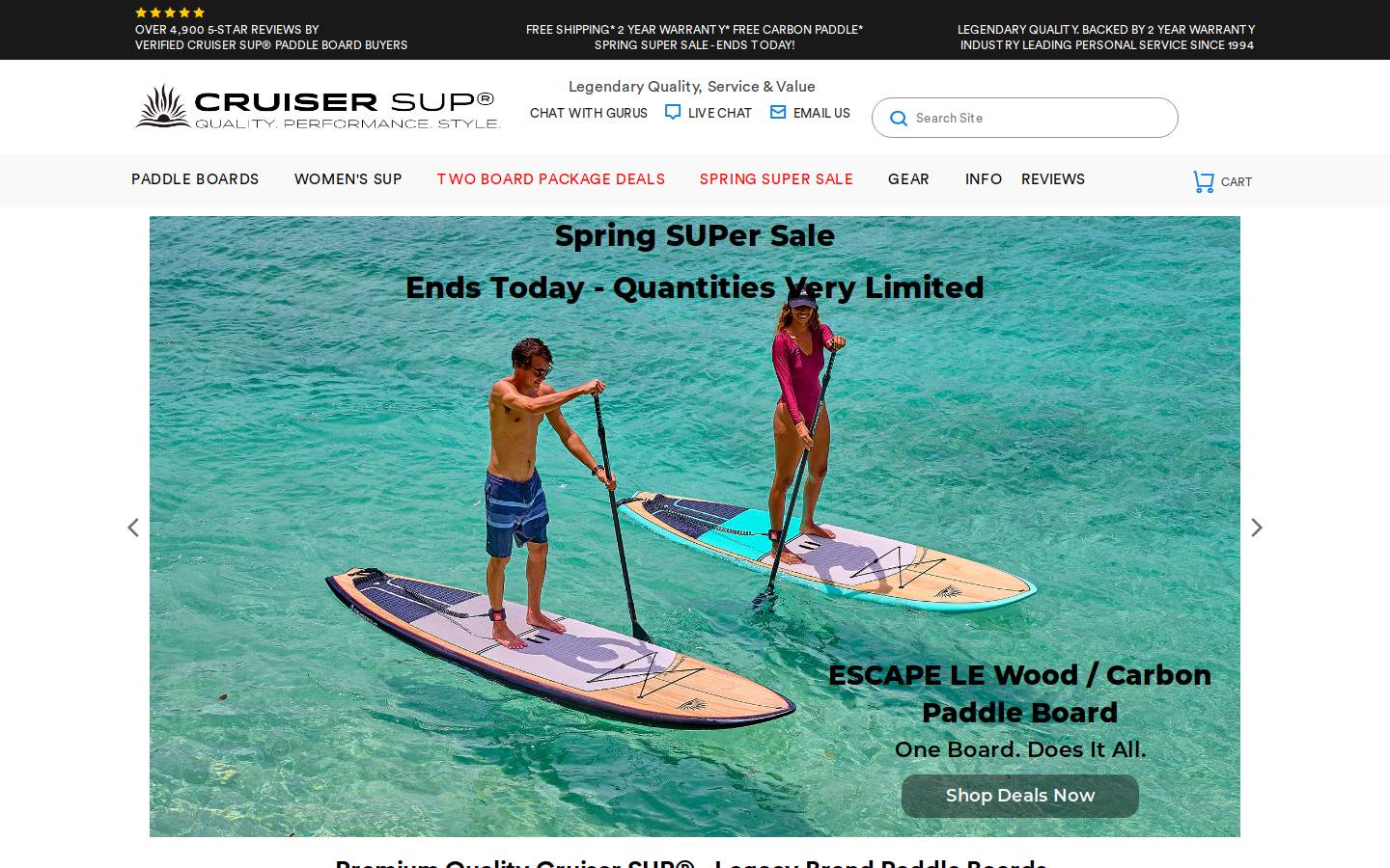 paddleboarddirect.com homepage screenshot