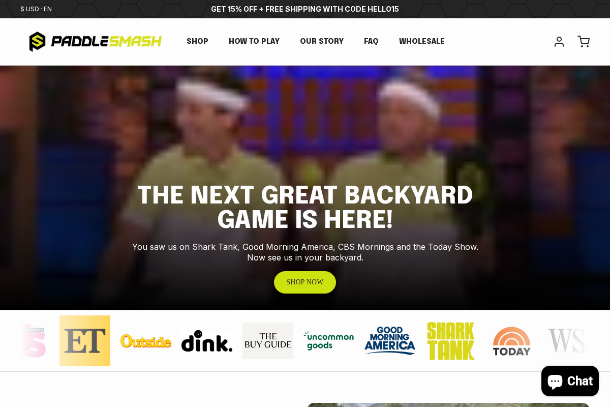 PaddleSmash homepage screenshot