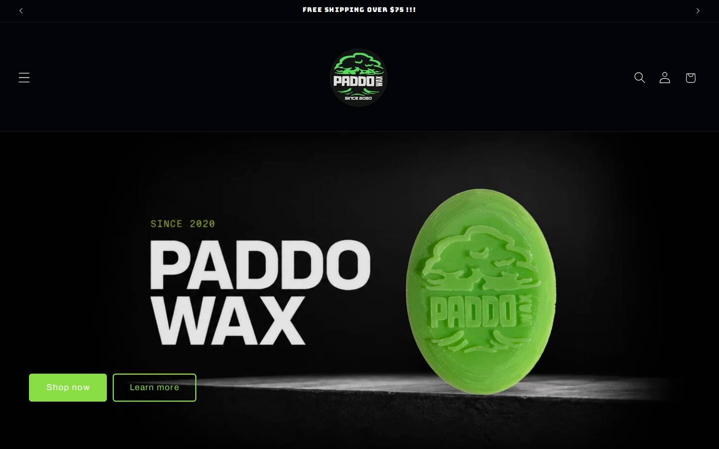 paddowax.au homepage screenshot