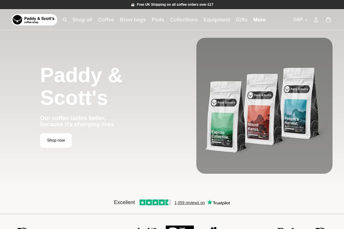 paddyandscotts.shop homepage screenshot