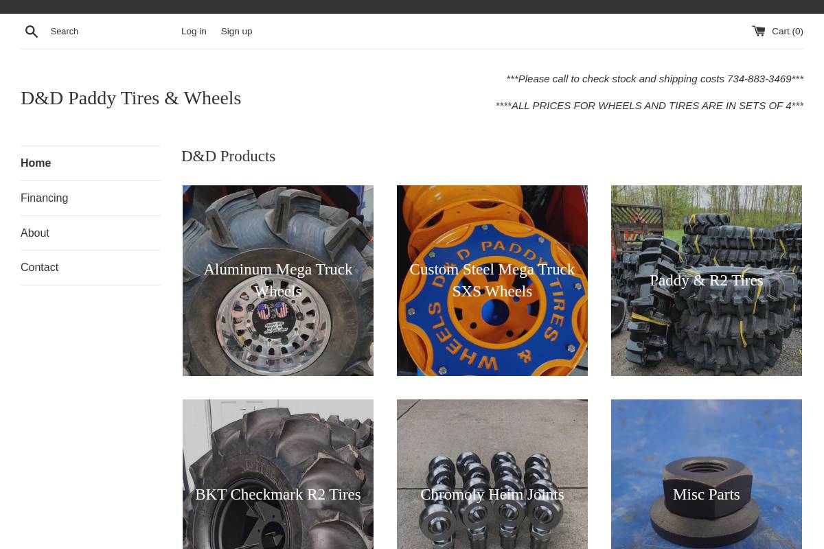 paddytires.com homepage screenshot