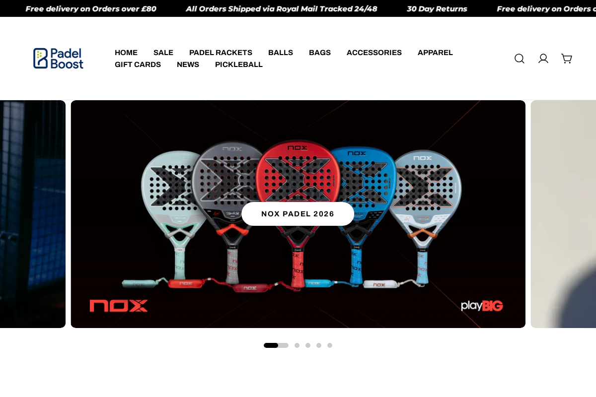 Padelboost homepage screenshot