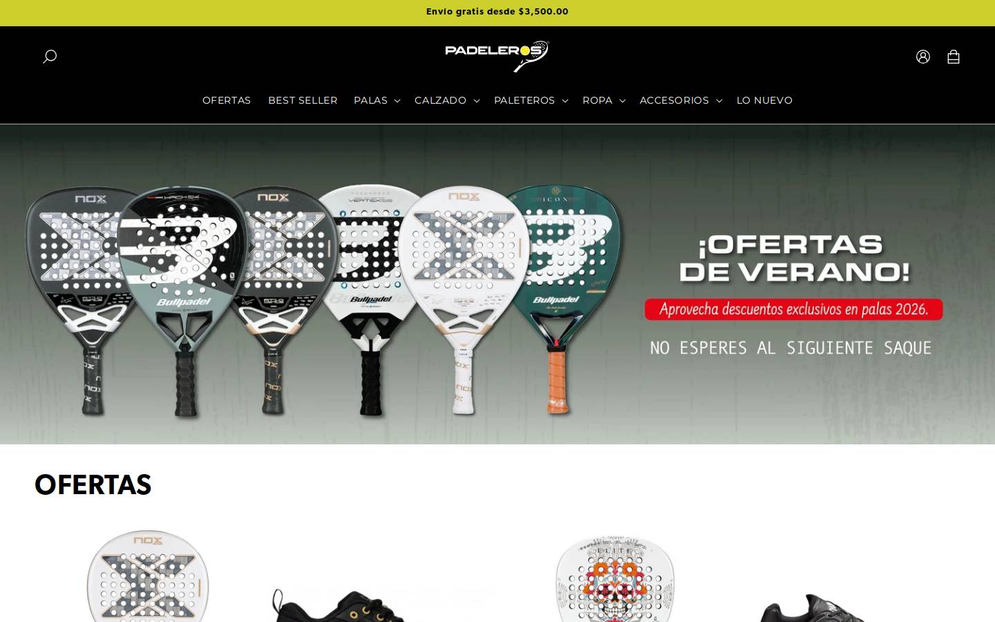 padeleros.com.mx homepage screenshot