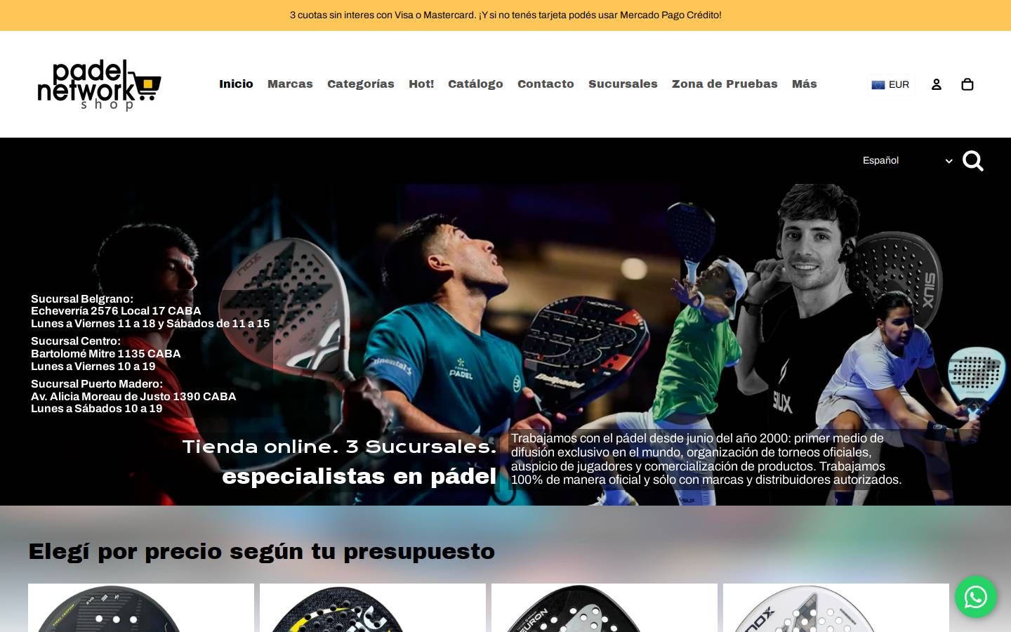 padelnetwork.shop homepage screenshot