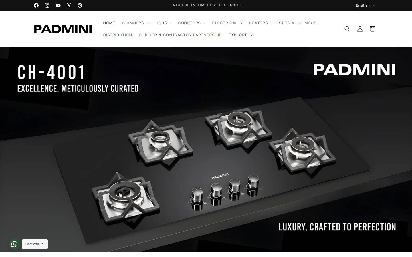 padminiappliances.com homepage screenshot