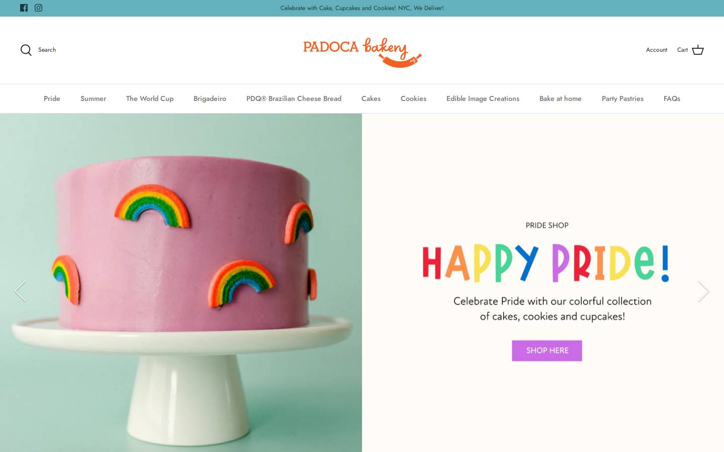 padocabakery.com homepage screenshot