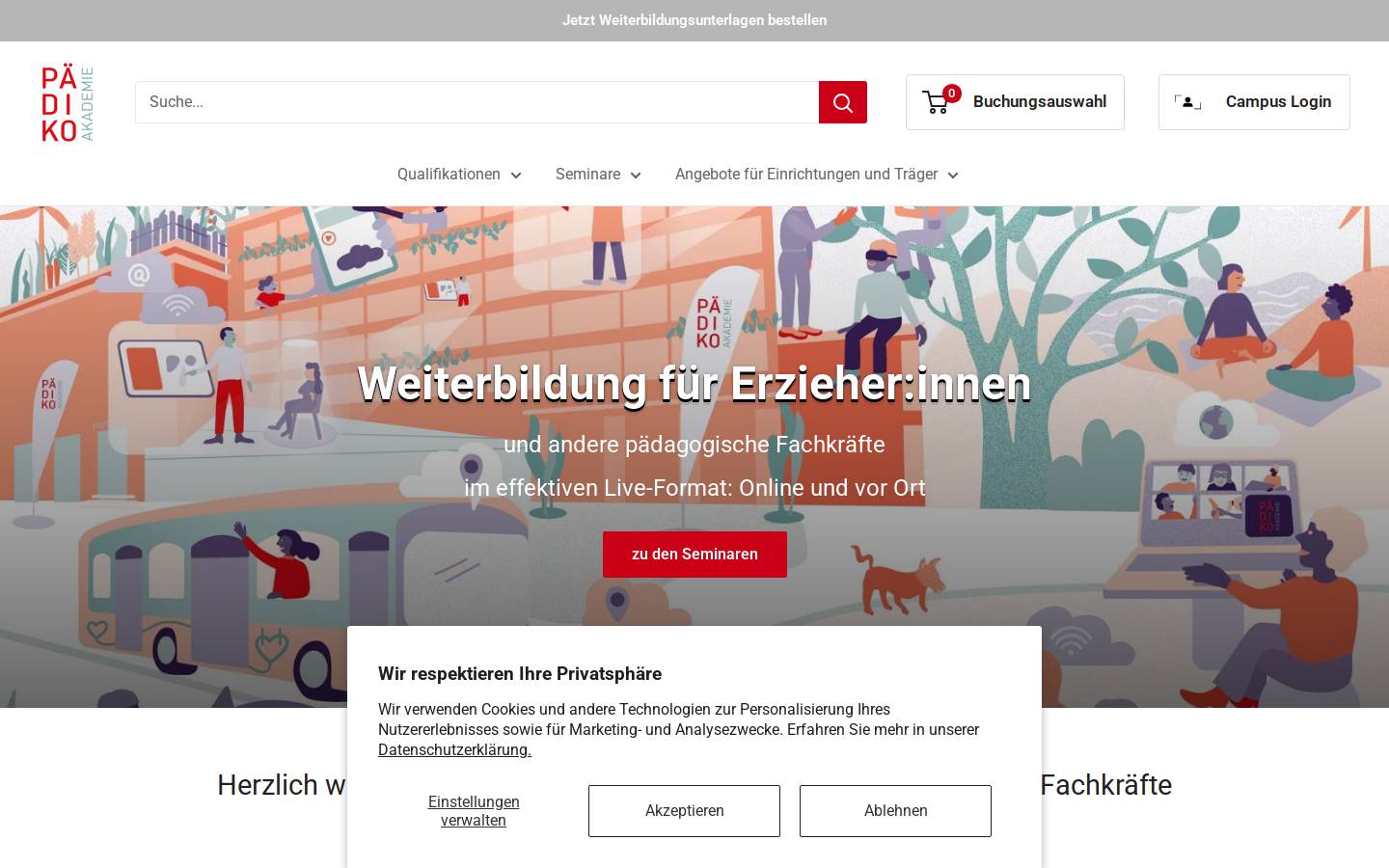 Pädiko Akademie homepage screenshot