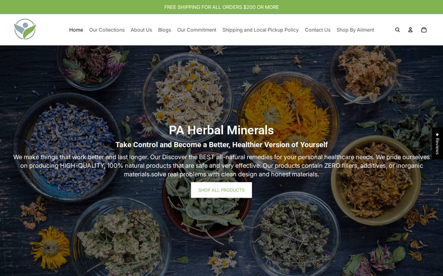 paherbalminerals.com homepage screenshot