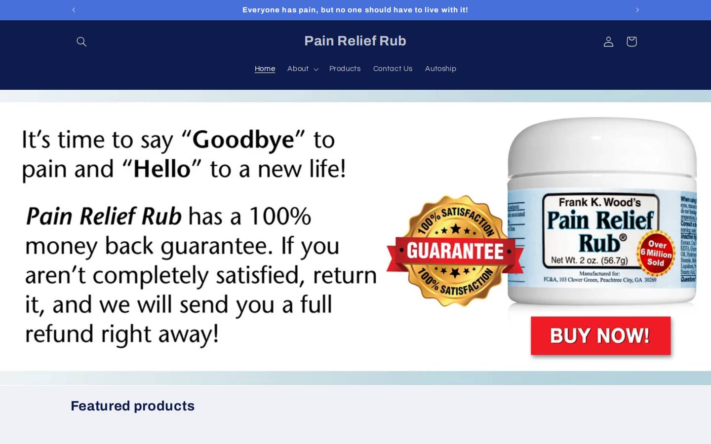 painreliefrub.com homepage screenshot