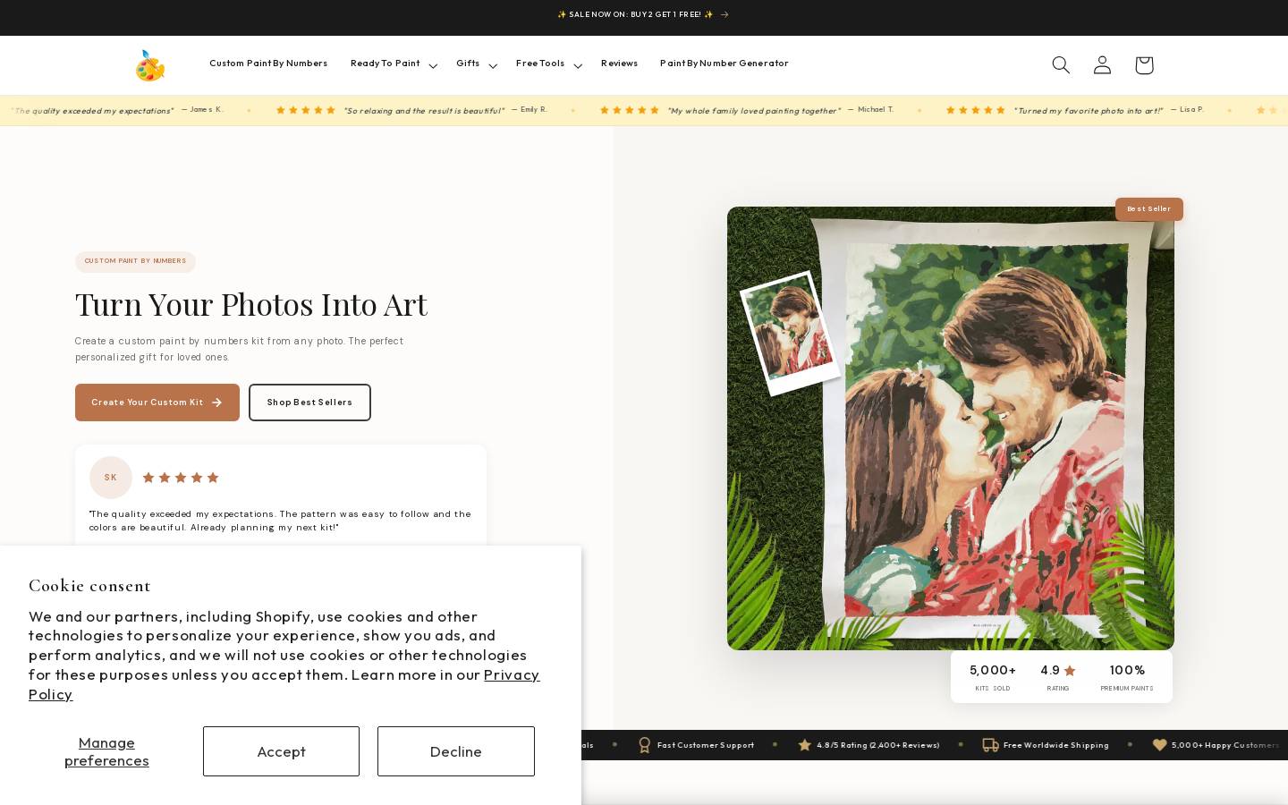 Paint By Number | Custom Paint By Number Kits homepage screenshot