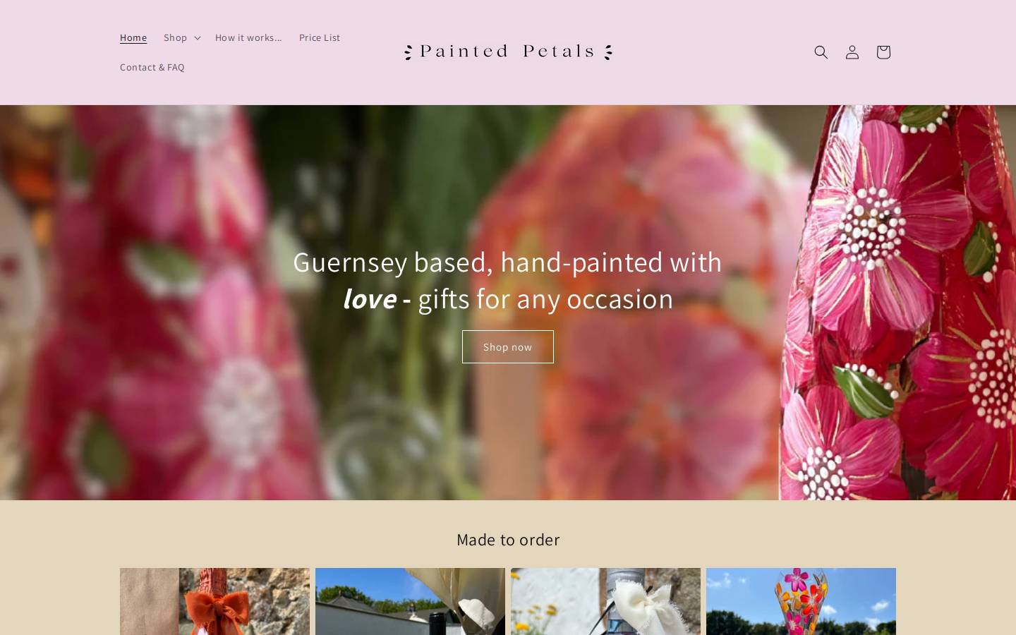 painted-petals-guernsey.com homepage screenshot