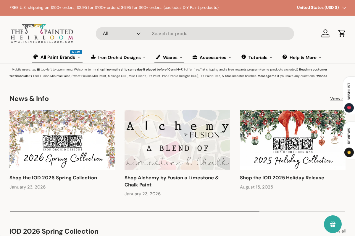 The Painted Heirloom homepage screenshot
