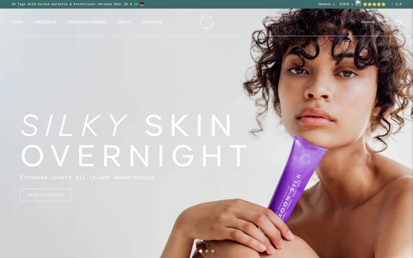 paintedpalmsskin.com homepage screenshot