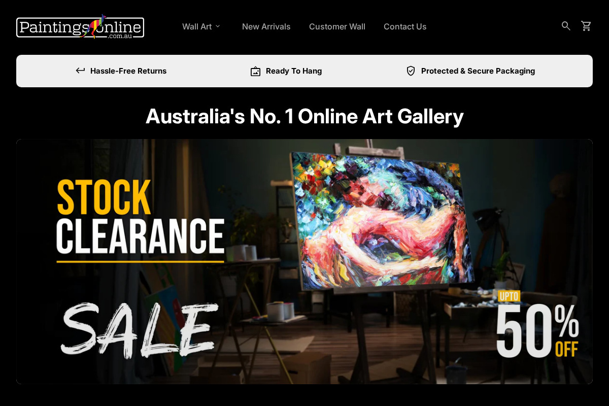 Paintings Online homepage screenshot