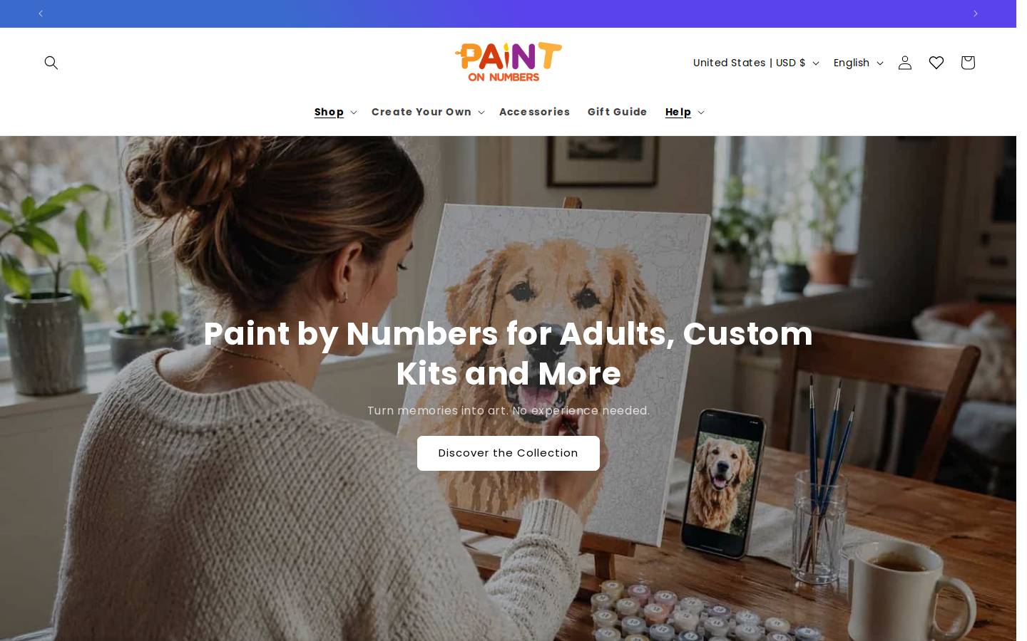 Paint On Numbers homepage screenshot
