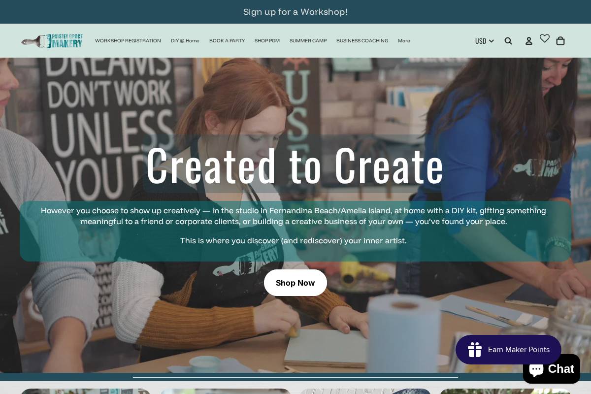 paisleygracemakery.com homepage screenshot