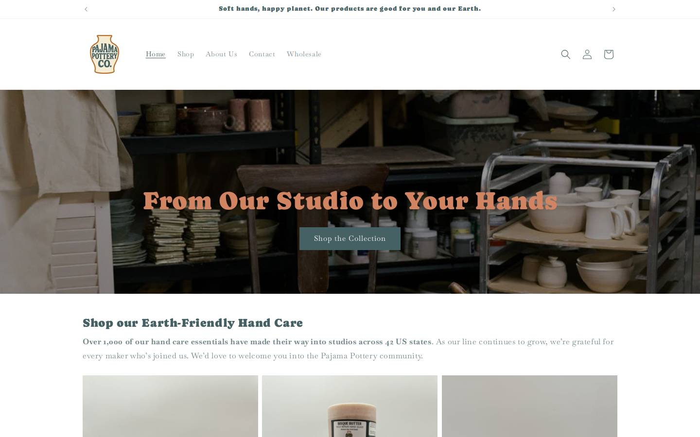 pajamapottery.com homepage screenshot