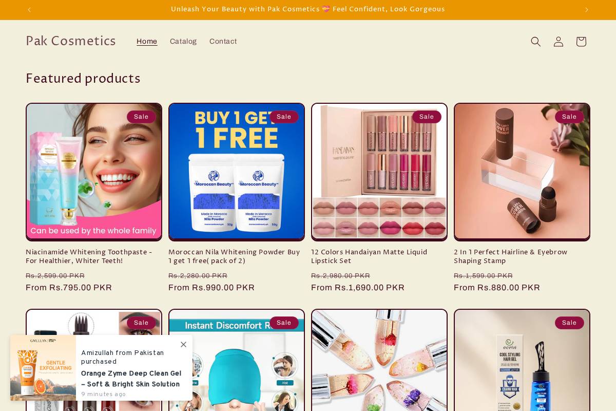 Pak Cosmetic Centre homepage screenshot