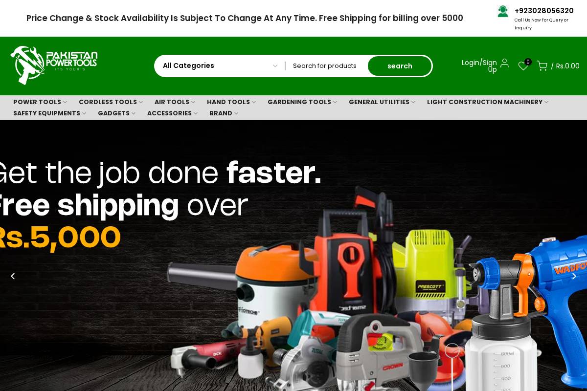 pakistanpowertools.com homepage screenshot