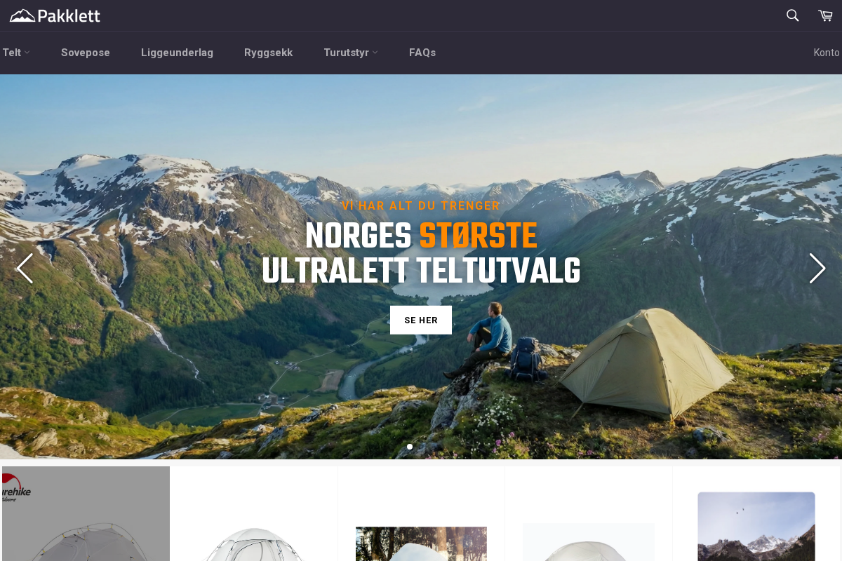Pakklett homepage screenshot