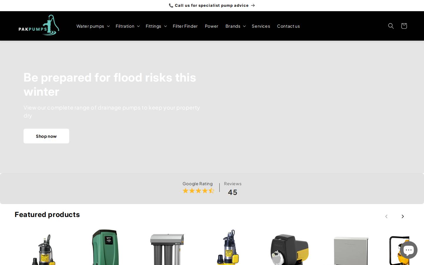 pakpumps.com.au homepage screenshot