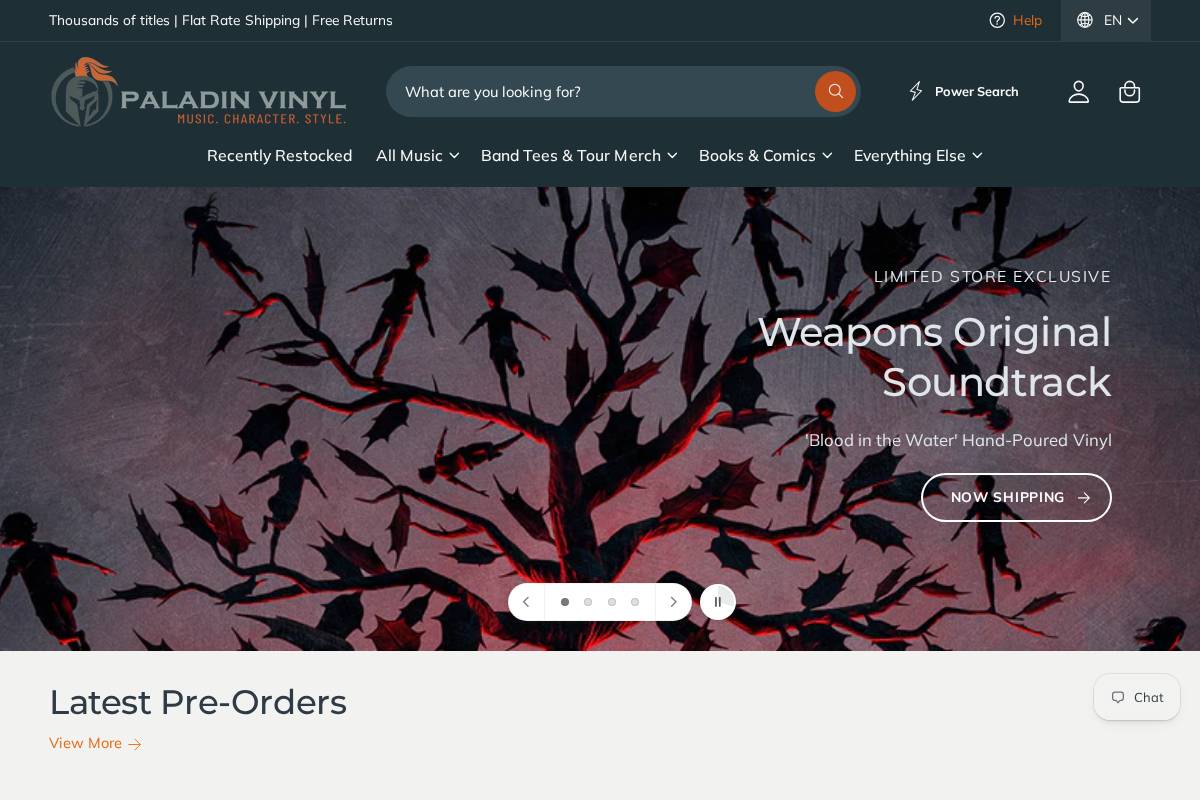 paladinvinyl.com homepage screenshot