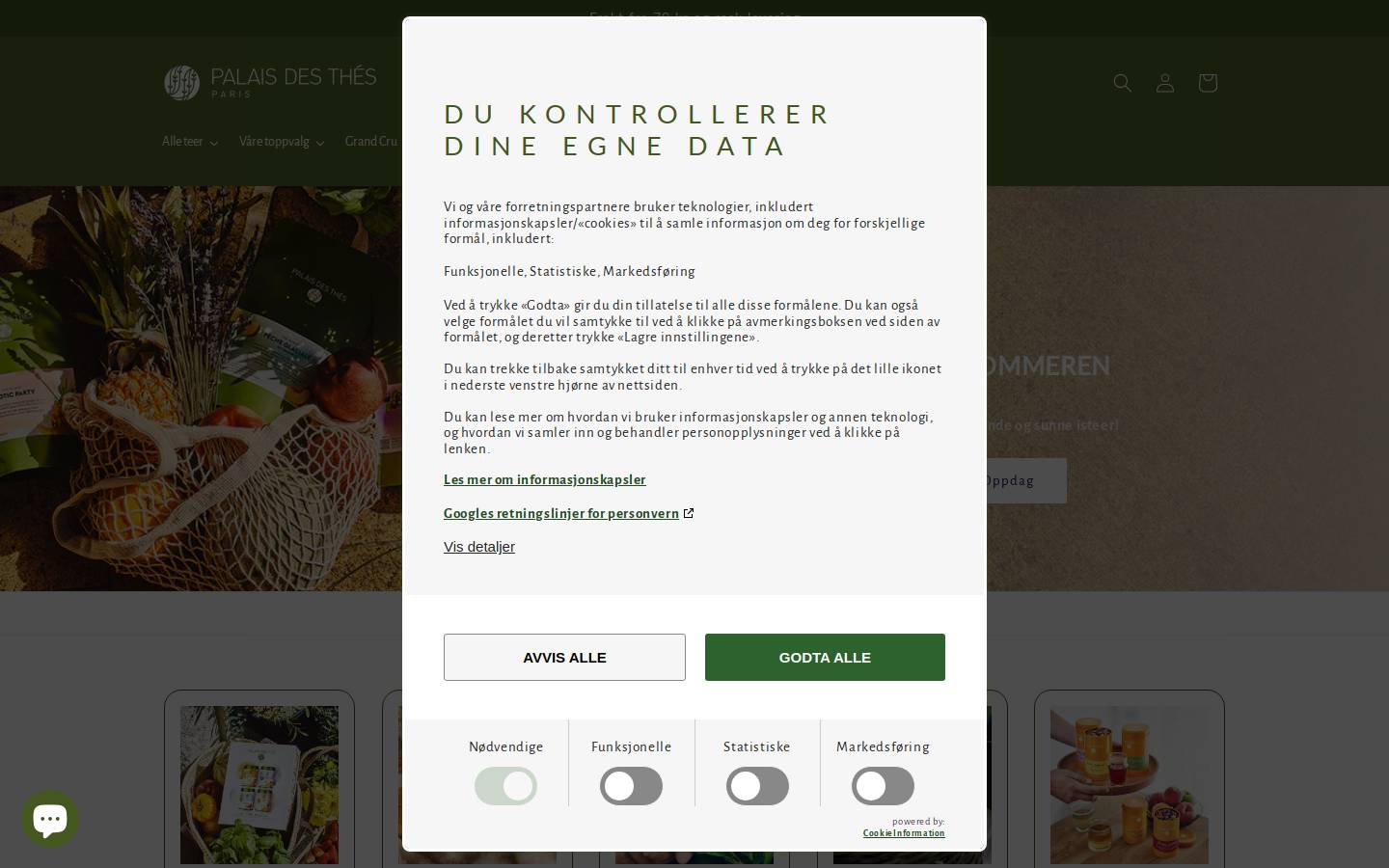 Palais des Thés Norge - PDT AS homepage screenshot