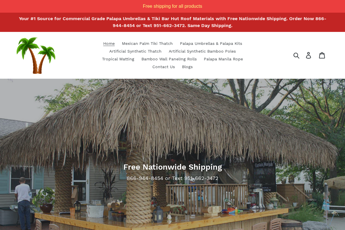 Palapa Umbrella Thatch Company Online homepage screenshot