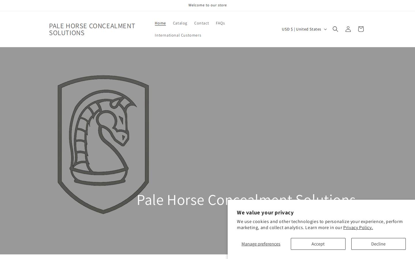 palehorseconcealment.com homepage screenshot