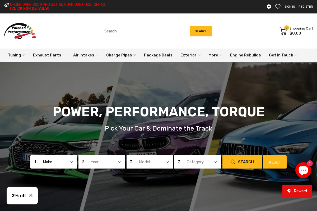 Palenonperformance homepage screenshot