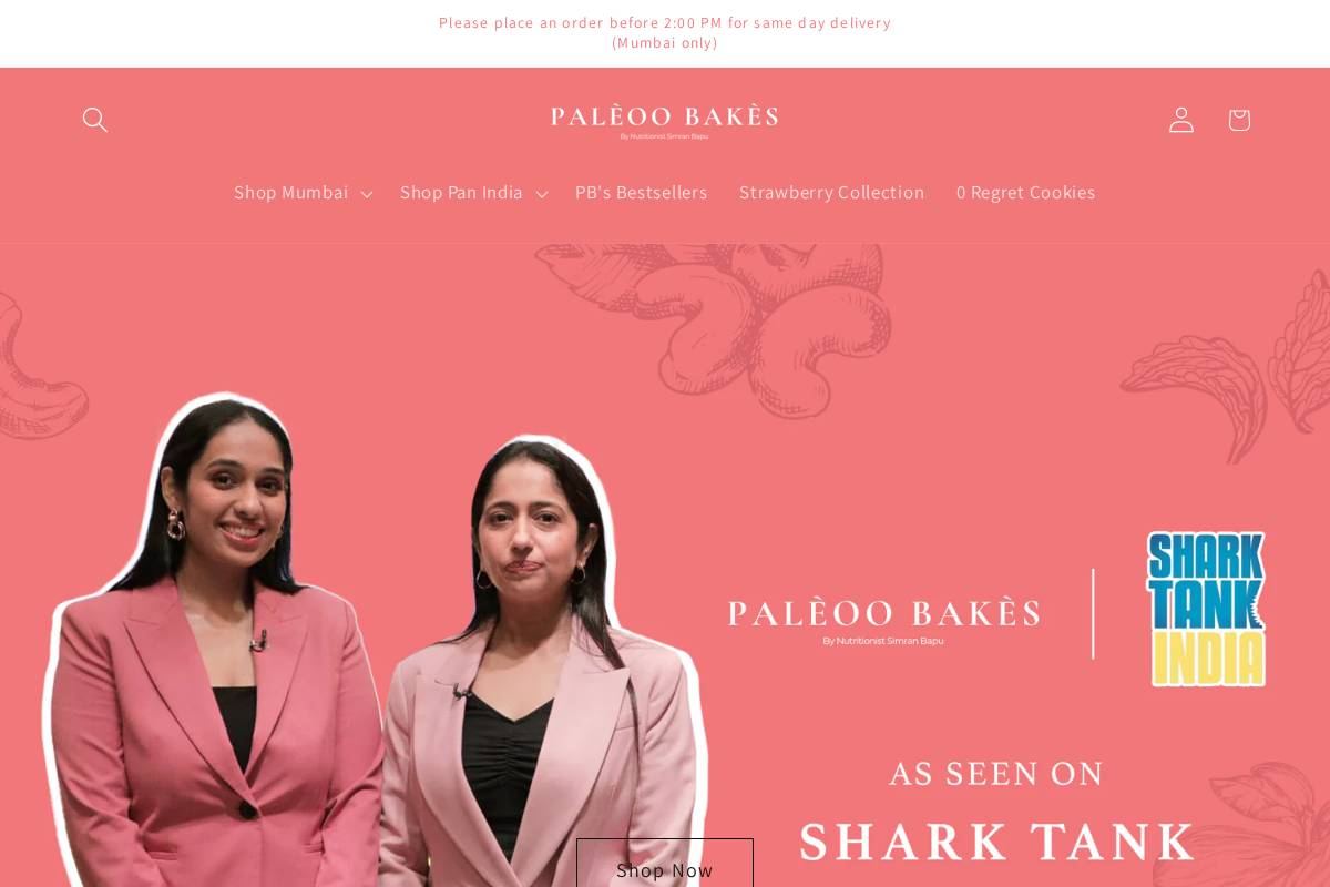 paleoobakes.com homepage screenshot