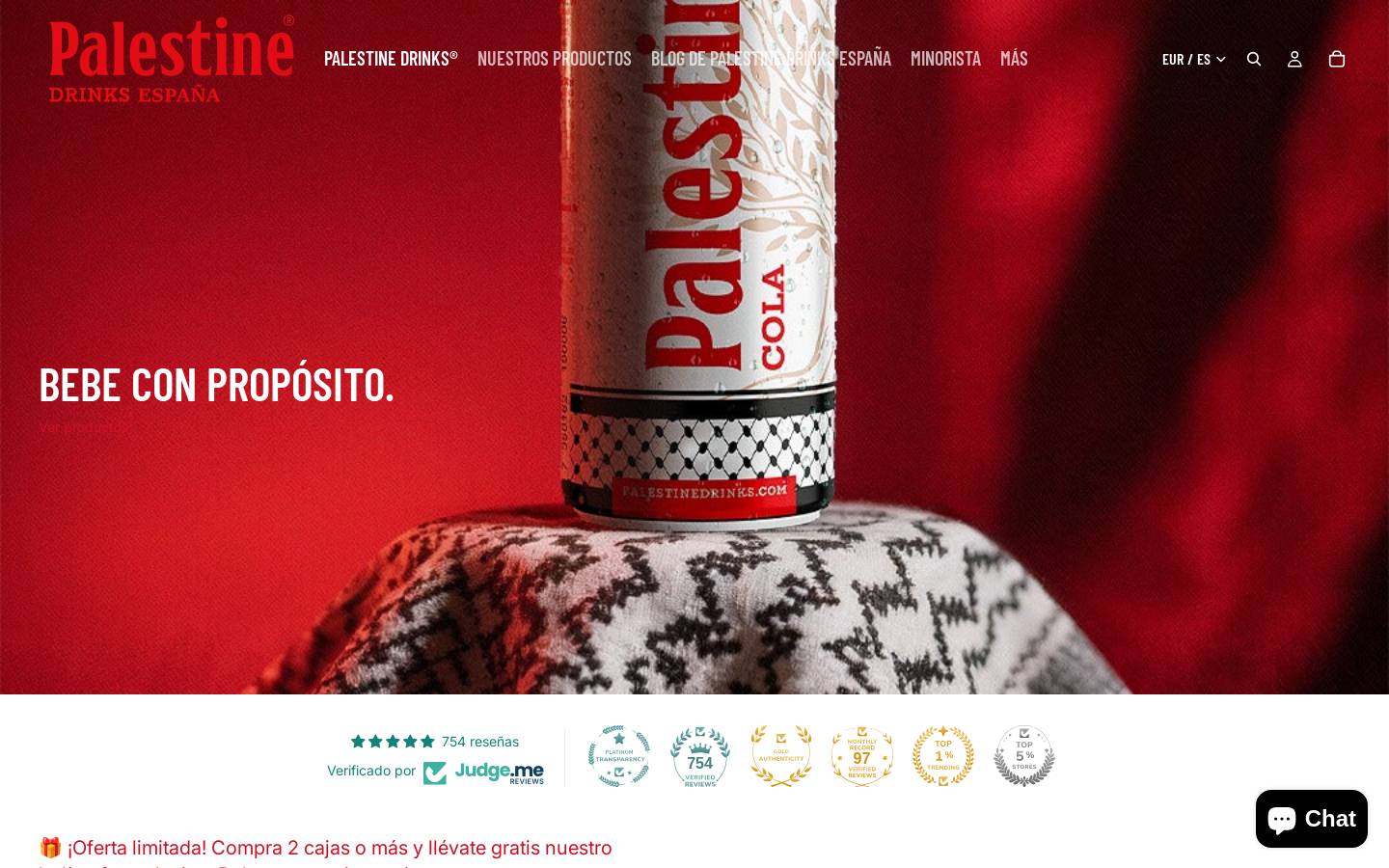 palestine-drinks.es homepage screenshot