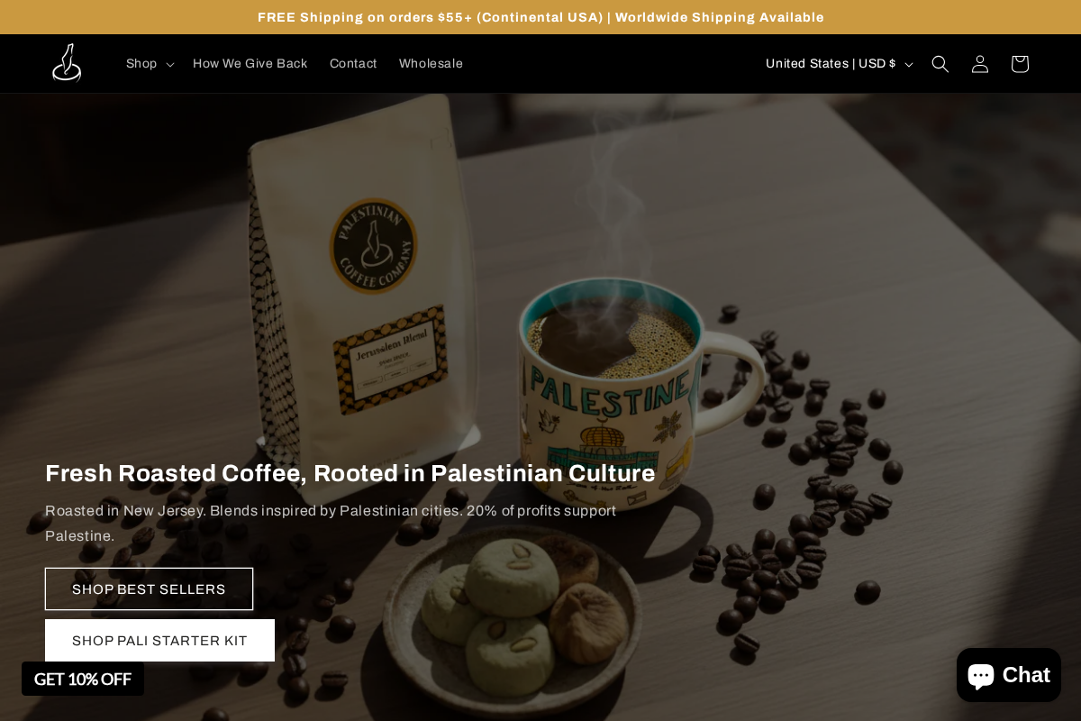 The Palestinian Coffee Company homepage screenshot