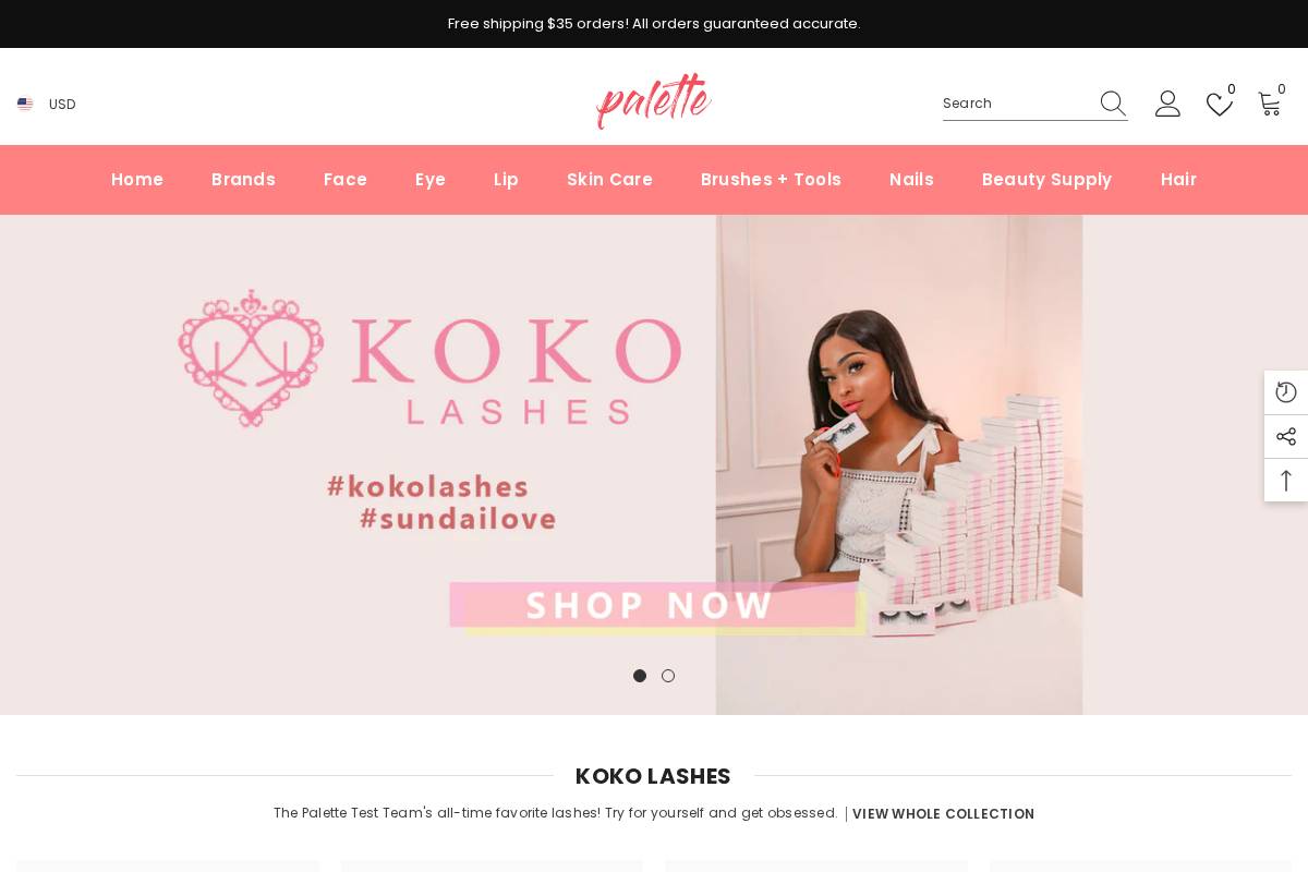 palettebeautyshop.com homepage screenshot
