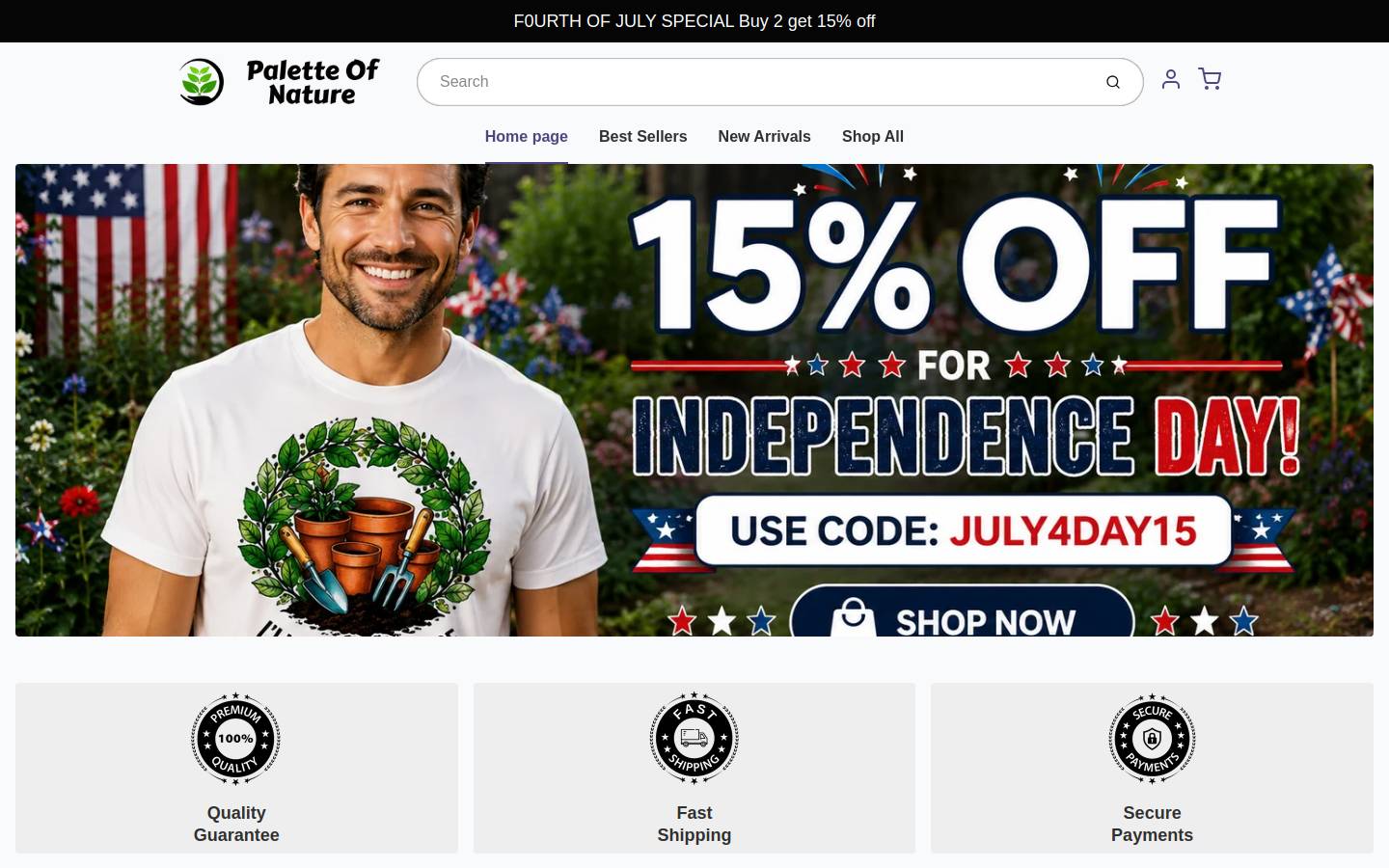 paletteofnature.com homepage screenshot