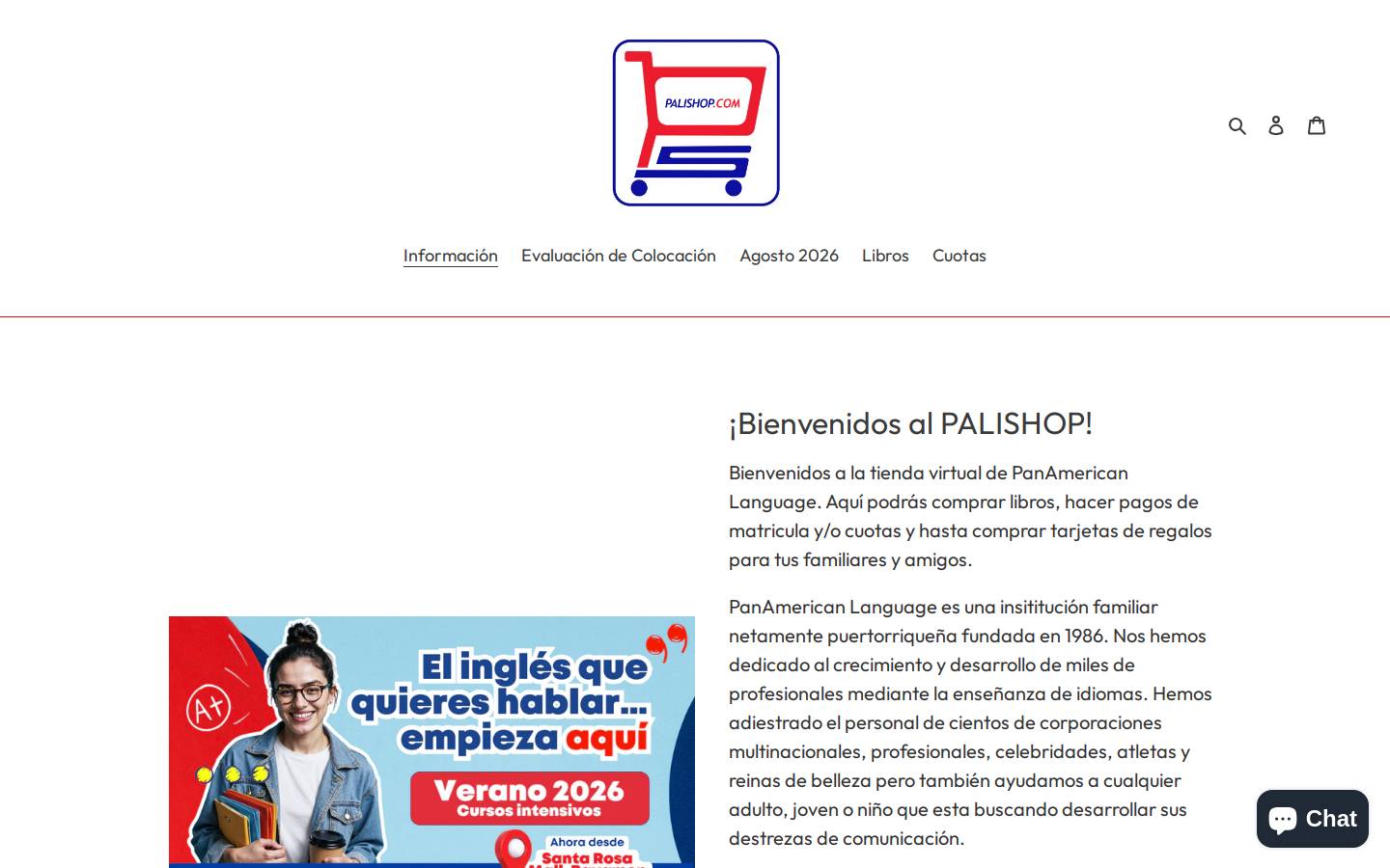 palitienda.com homepage screenshot