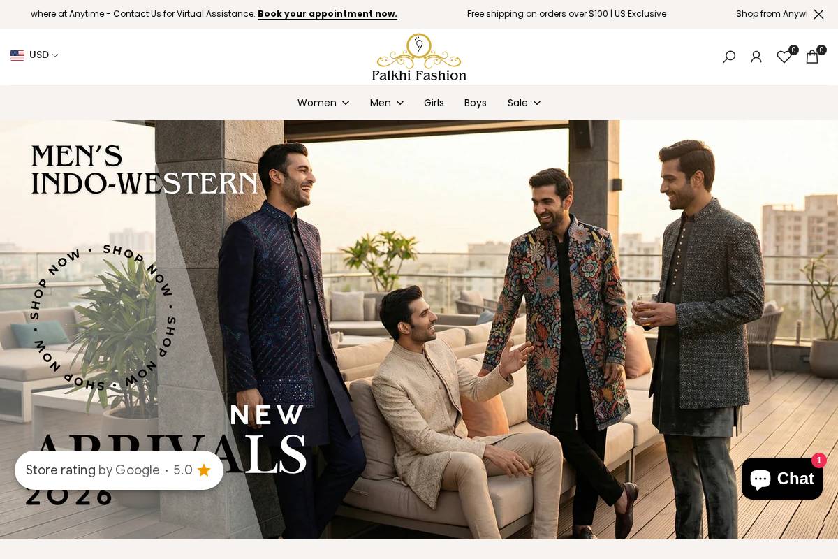 Palkhi Fashion homepage screenshot