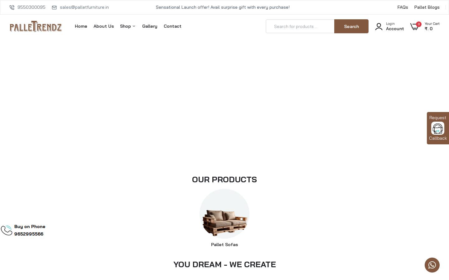 palletfurniture.in homepage screenshot