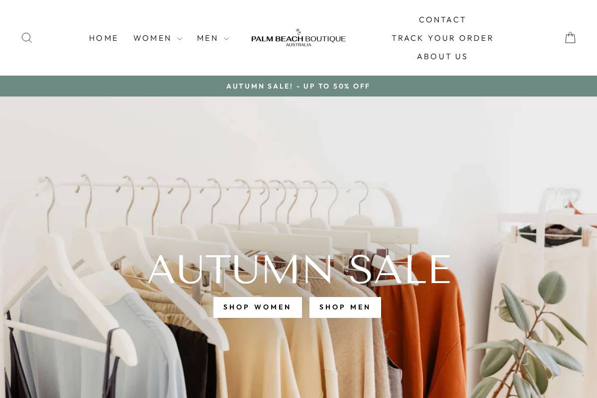 Palm Beachboutique homepage screenshot