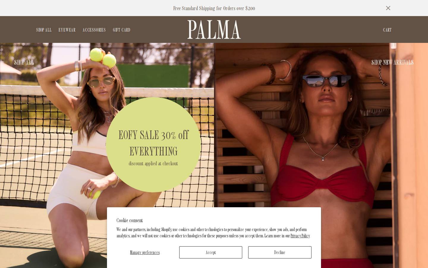 palmaeyewear.com homepage screenshot