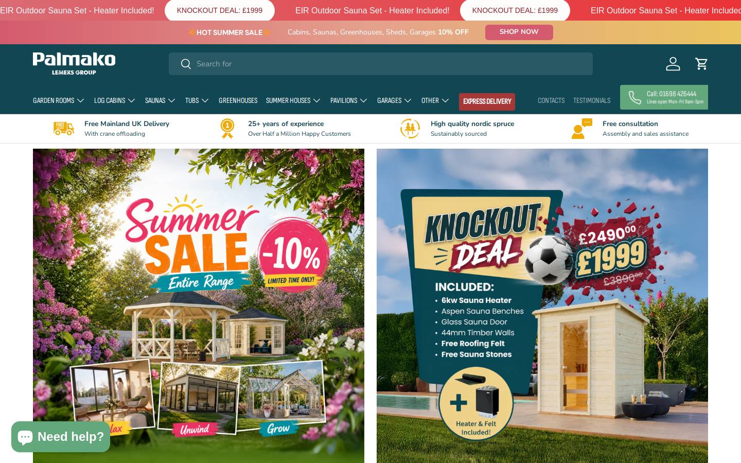 Palmako UK homepage screenshot