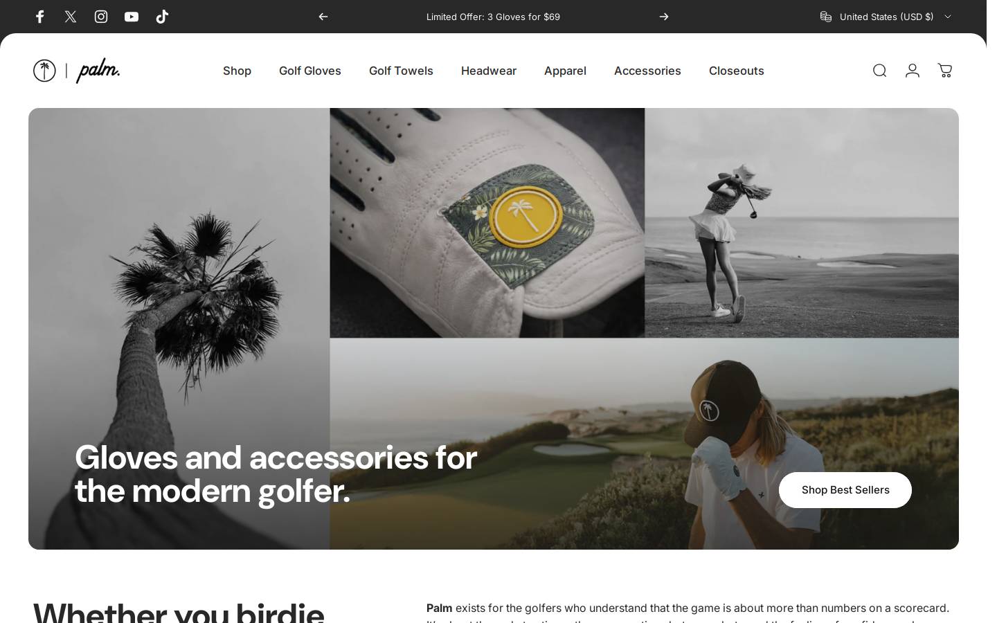 palmgolfco.com homepage screenshot