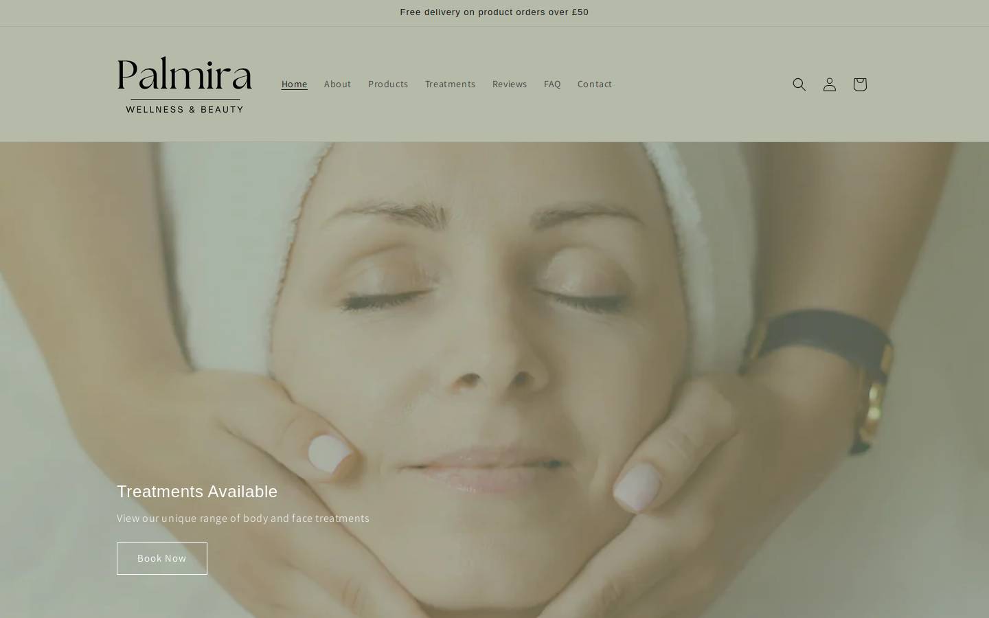palmirawellnessandbeauty.com homepage screenshot