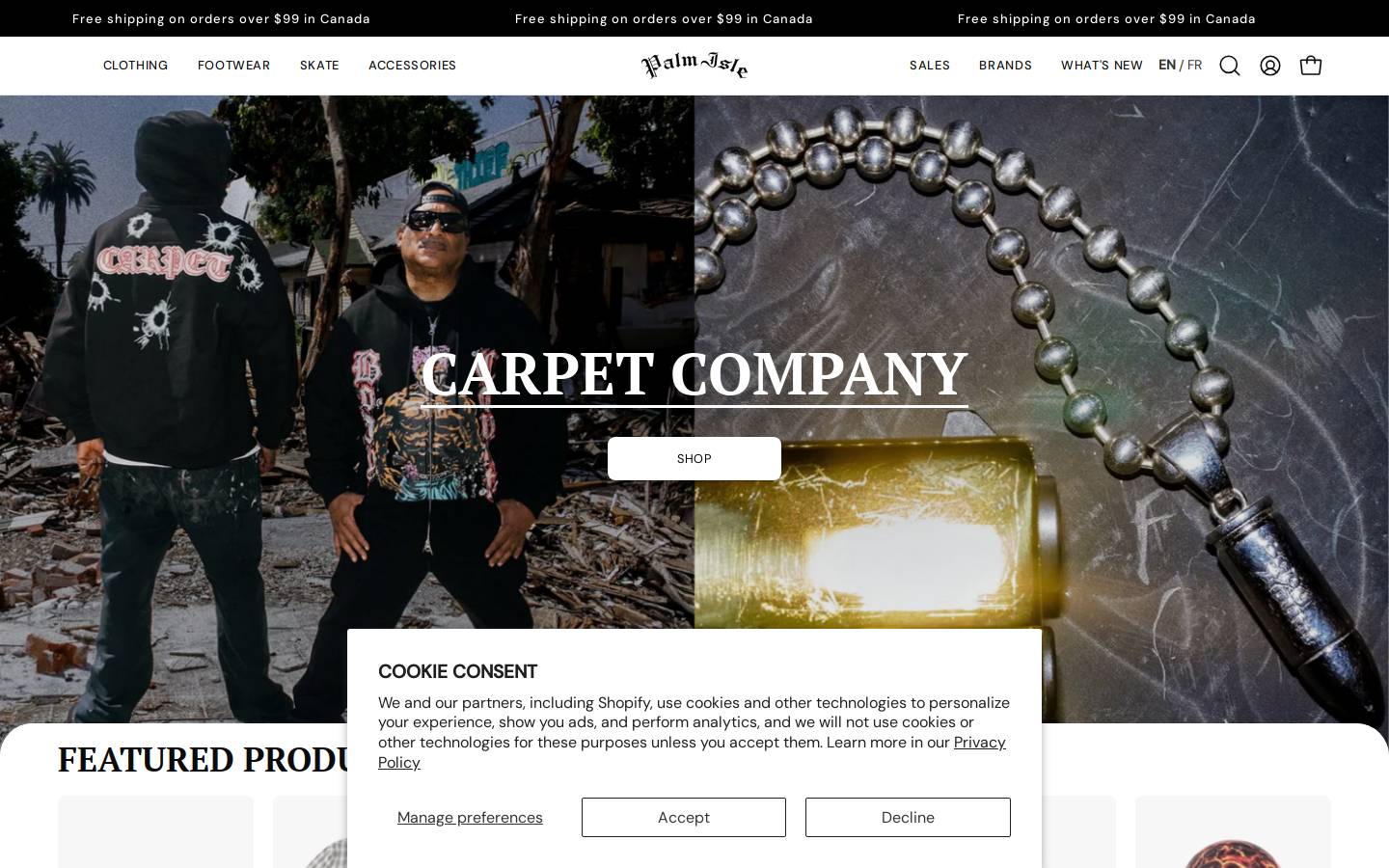palmisleskateshop.com homepage screenshot