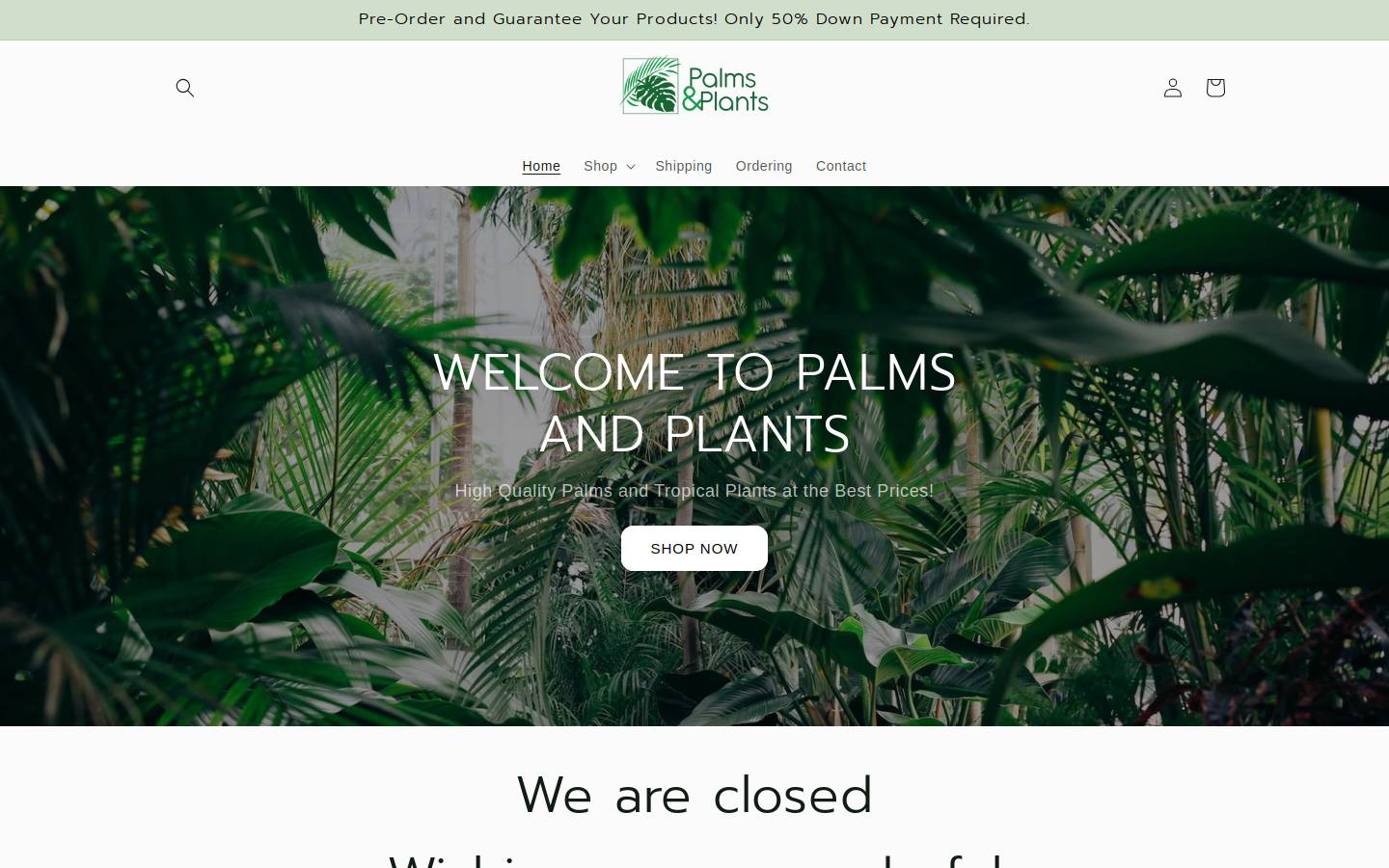 palmsandplants.ca homepage screenshot