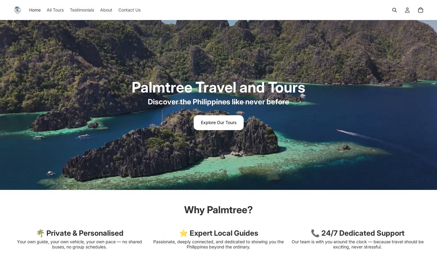 palmtreetravelandtours.com homepage screenshot