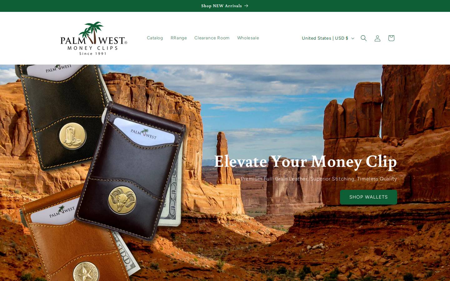palmwestwallets.com homepage screenshot