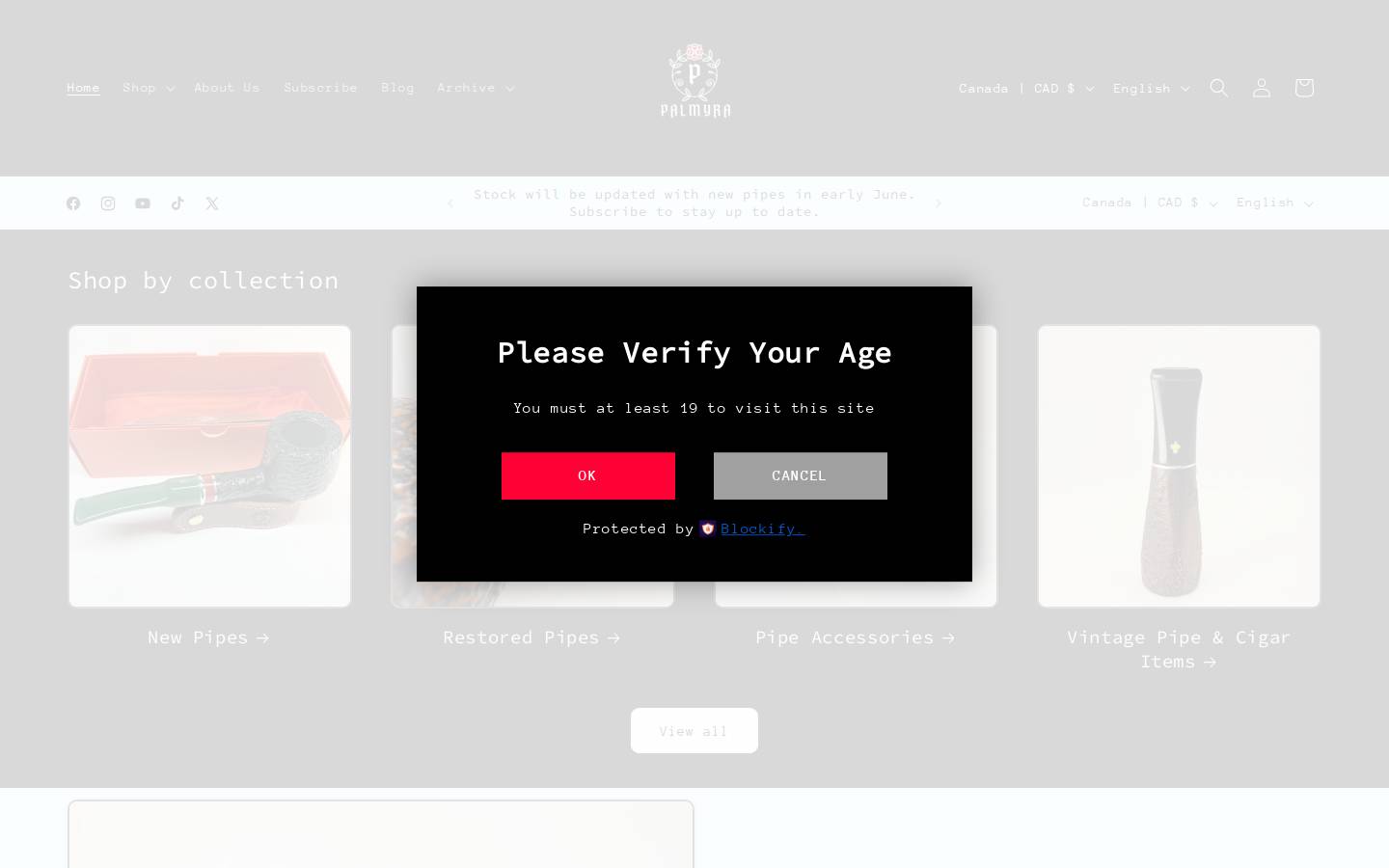 palmyraproducts.com homepage screenshot